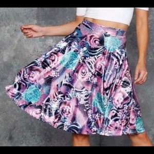 Black Milk Clothing Pink Koi velvet midi skirt